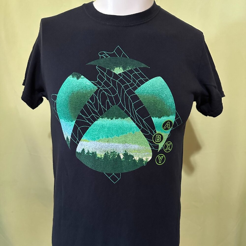 Xbox Green Forest Graphic Men's Black T Shirt Size Small
